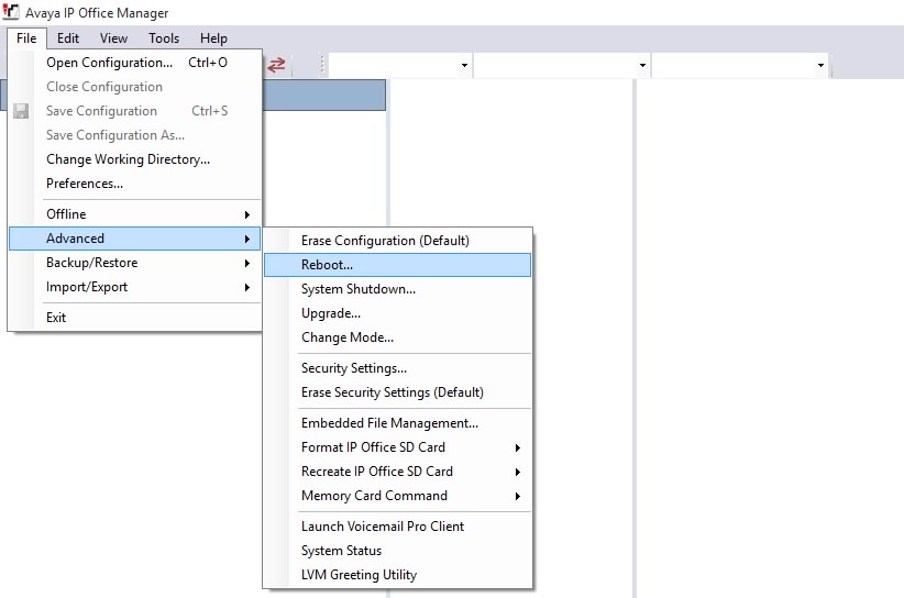 Rebooting IP Office - Teleco