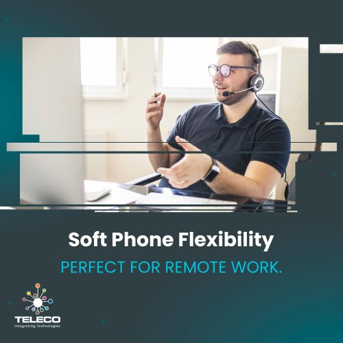 Remote male worker at desk with a headset speaking on the phone with someone